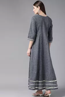 Grey embroidered cotton kurtas-and-kurtis