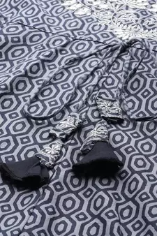 Grey embroidered cotton kurtas-and-kurtis