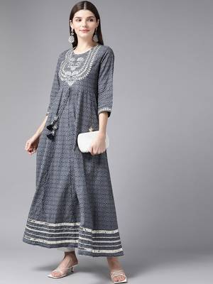 Grey embroidered cotton kurtas-and-kurtis 5