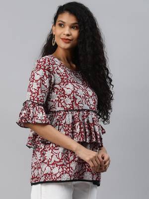 Red printed cotton cotton-tops 2