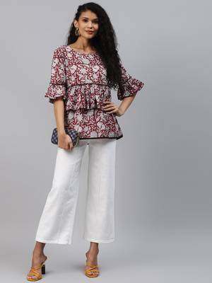 Red printed cotton cotton-tops 5