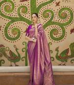 Magenta woven silk saree with blouse