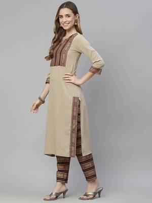 Beige printed crepe kurtas-and-kurtis 2