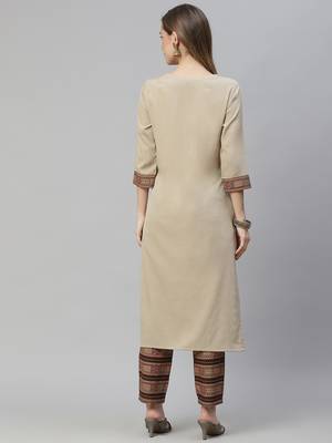Beige printed crepe kurtas-and-kurtis 3