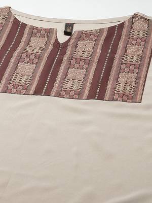 Beige printed crepe kurtas-and-kurtis 4