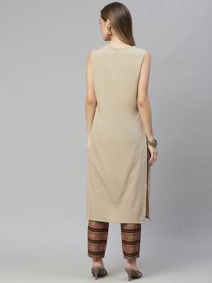Beige printed crepe kurtas-and-kurtis 3