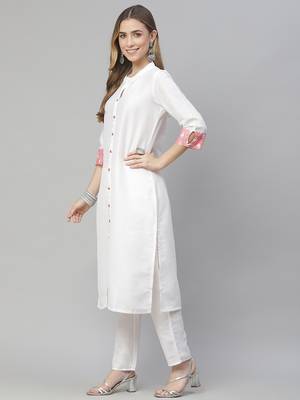 White plain art silk kurtas-and-kurtis 2