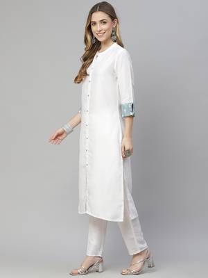 White plain art silk kurtas-and-kurtis 2