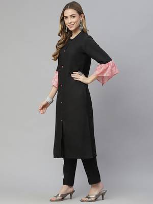 Black plain rayon kurtas-and-kurtis 2