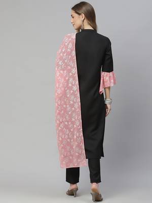 Black plain rayon kurtas-and-kurtis 3