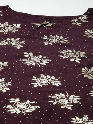 Purple printed art silk kurtas-and-kurtis 4