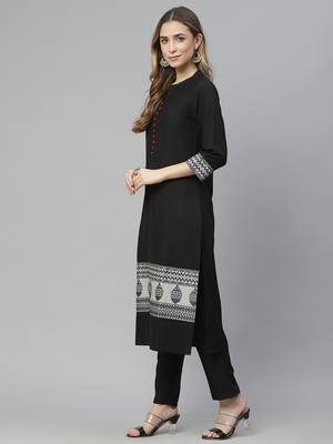 Black printed rayon kurtas-and-kurtis 2
