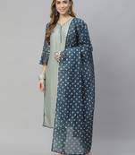 Grey printed art silk kurtas-and-kurtis