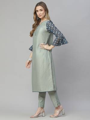 Grey printed art silk kurtas-and-kurtis 2