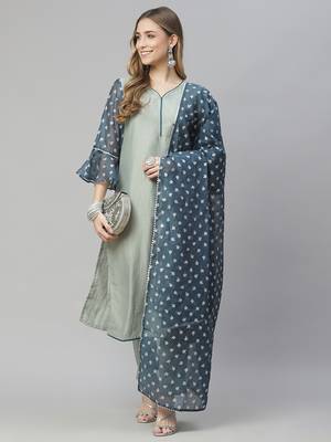 Grey printed art silk kurtas-and-kurtis 5