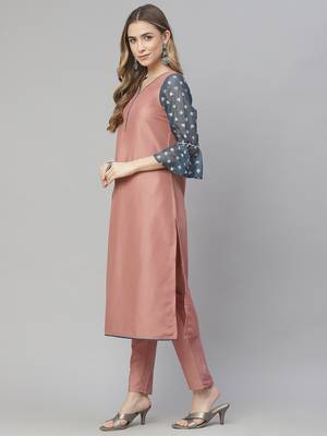 Mauve printed art silk kurtas-and-kurtis 2