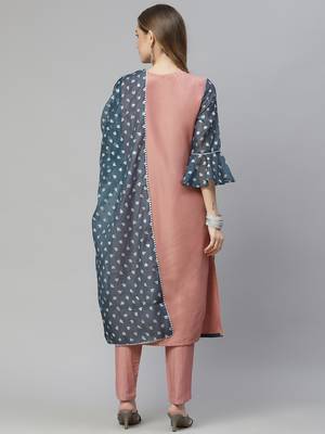 Mauve printed art silk kurtas-and-kurtis 3