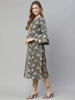 Grey printed crepe kurtas-and-kurtis 2