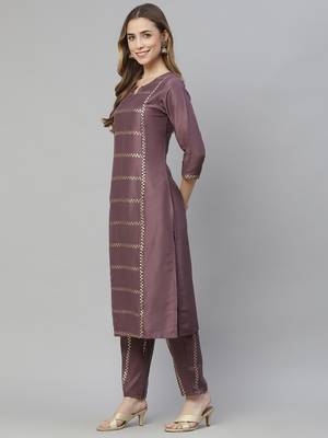 Purple printed art silk kurtas-and-kurtis 2