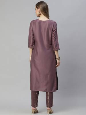 Purple printed art silk kurtas-and-kurtis 3