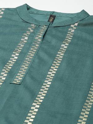 Green printed art silk kurtas-and-kurtis 4
