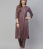 Purple printed art silk kurtas-and-kurtis