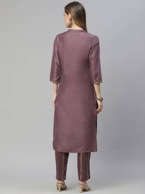 Purple printed art silk kurtas-and-kurtis 3