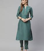 Green printed art silk kurtas-and-kurtis