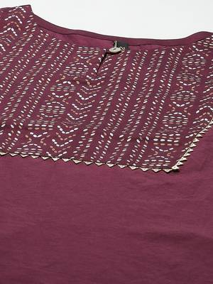Wine printed art silk kurtas-and-kurtis 4