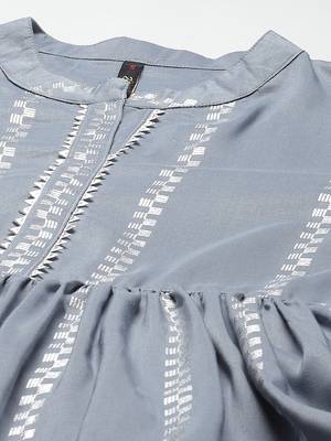 Blue printed art silk kurtas-and-kurtis 4