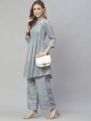 Blue printed art silk kurtas-and-kurtis 5
