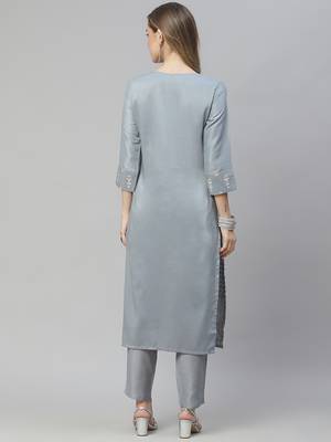 Grey printed art silk kurtas-and-kurtis 3