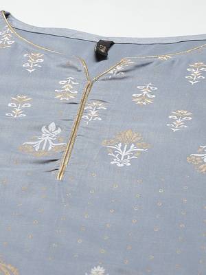 Grey printed art silk kurtas-and-kurtis 4