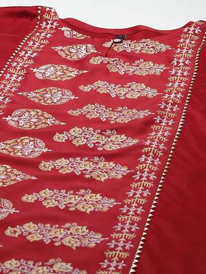 Red printed art silk kurtas-and-kurtis 4