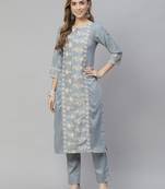 Grey printed art silk kurtas-and-kurtis
