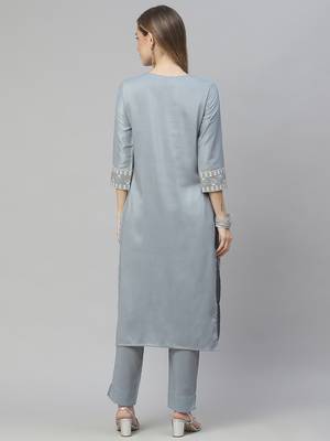 Grey printed art silk kurtas-and-kurtis 3