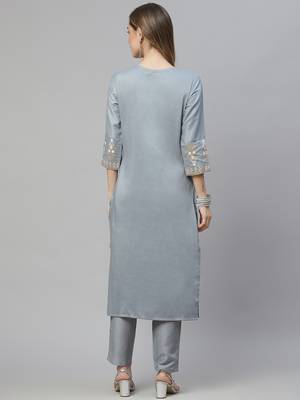 Grey printed art silk kurtas-and-kurtis 3