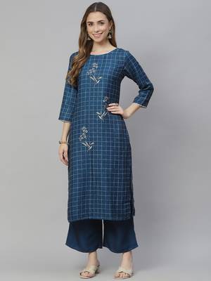 Blue printed rayon kurtas-and-kurtis 1