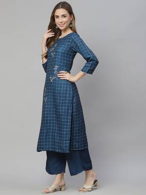 Blue printed rayon kurtas-and-kurtis 2