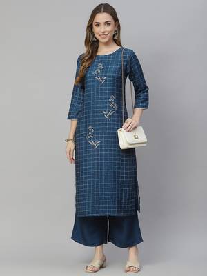 Blue printed rayon kurtas-and-kurtis 5