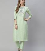 Green printed rayon kurtas-and-kurtis