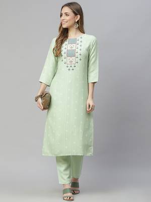Green printed rayon kurtas-and-kurtis 5