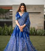 Blue Silk Printed Lehenga Choli