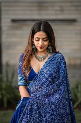 Blue Silk Printed Lehenga Choli 2