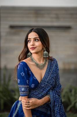 Blue Silk Printed Lehenga Choli 4