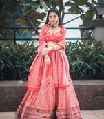 Red Color Floral Designed Printed Lehenga Choli With Dupatta