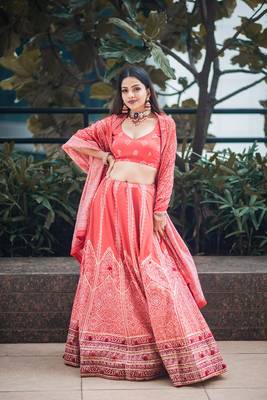 Red Color Floral Designed Printed Lehenga Choli With Dupatta 2