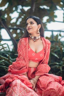 Red Color Floral Designed Printed Lehenga Choli With Dupatta 3