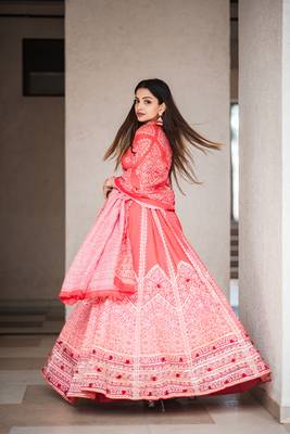 Red Color Floral Designed Printed Lehenga Choli With Dupatta 4