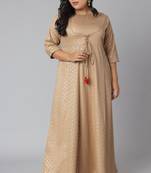 XL LOVE by Janasya Beige printed polyester ethnic-kurtis
